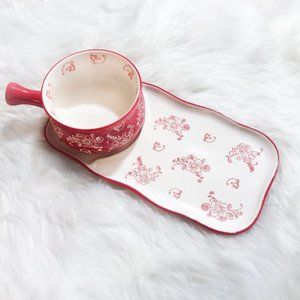 Japanese Ceramic Breakfast Bowl and Plate Set